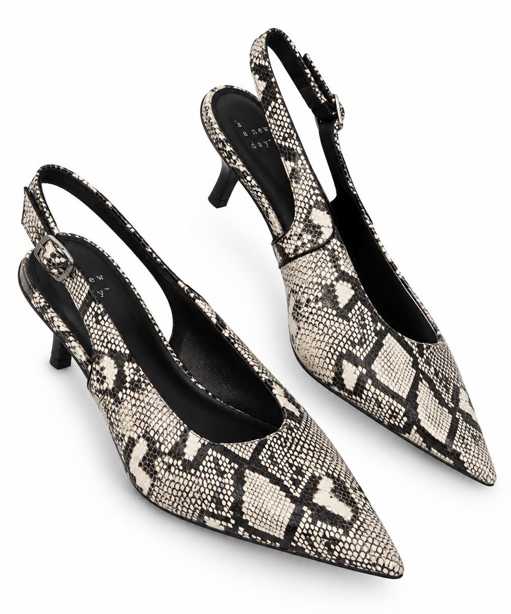A New Day Samantha Women’s Size 10 Snakeskin Pointed Toe Slingback Heels NWT